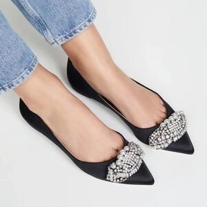 Badgley Mischka Women's flat Octavia Pointed-Toe Embellished Flats size 10